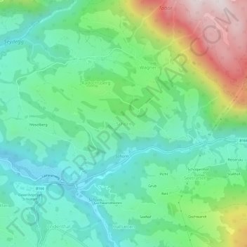 Schorn topographic map, elevation, terrain