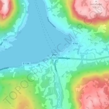 Ølen topographic map, elevation, terrain