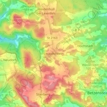 Leupoldstein topographic map, elevation, terrain
