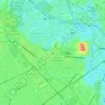 Dealul Arsenalului topographic map, elevation, terrain