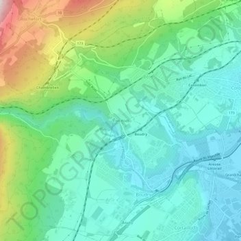 Trois-Rods topographic map, elevation, terrain