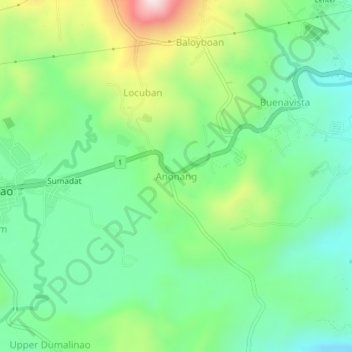 Anonang topographic map, elevation, terrain