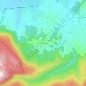 Rakino Brdo topographic map, elevation, terrain