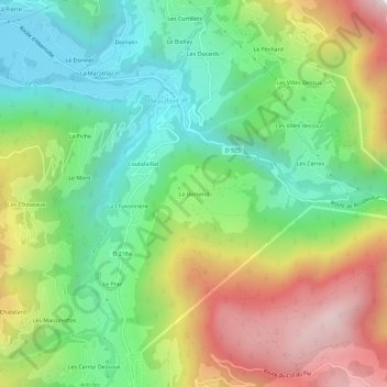 Le Bersend topographic map, elevation, terrain