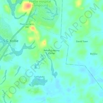 Rehab (Leprosy Camp) topographic map, elevation, terrain