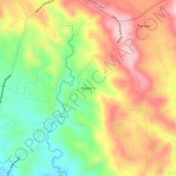 Malalim topographic map, elevation, terrain