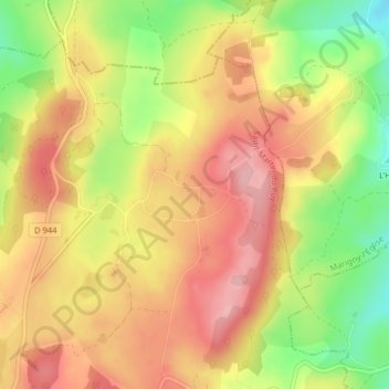 Vésigneux topographic map, elevation, terrain