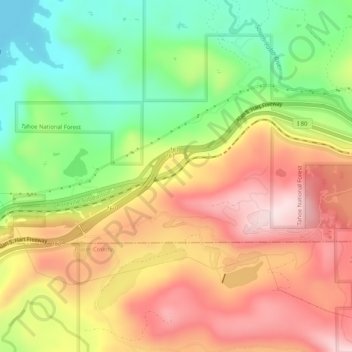 Yuba Pass topographic map, elevation, terrain