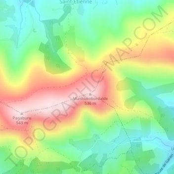 Munhoko Bordaldea topographic map, elevation, terrain