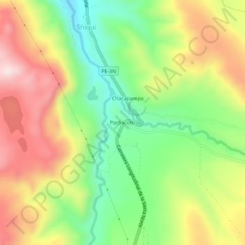Pachacoto topographic map, elevation, terrain