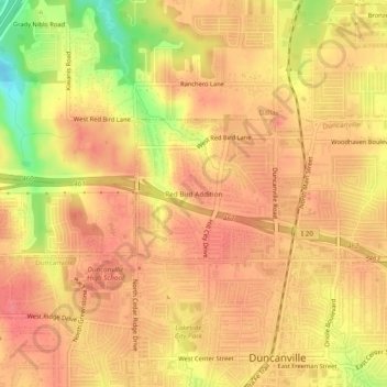 Red Bird Addition topographic map, elevation, terrain
