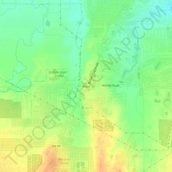 Wylie topographic map, elevation, terrain