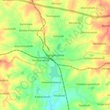 Bangarapete topographic map, elevation, terrain