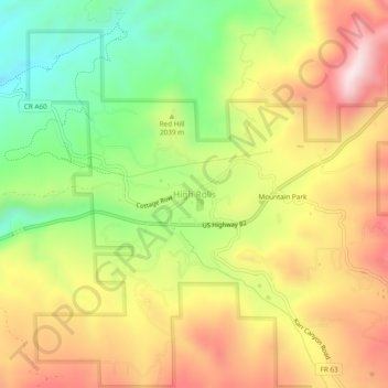 High Rolls topographic map, elevation, terrain