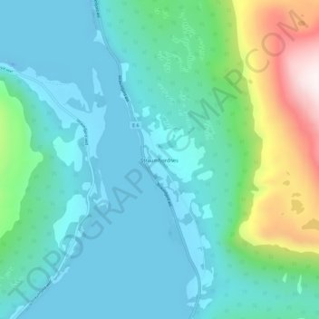 Straumfjordnes topographic map, elevation, terrain