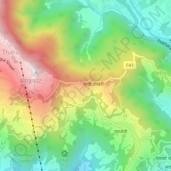 Sarangkot Viewpoint topographic map, elevation, terrain