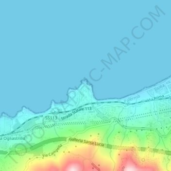 Santa Lucia topographic map, elevation, terrain