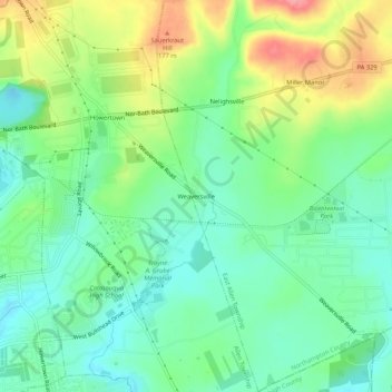 Weaversville topographic map, elevation, terrain