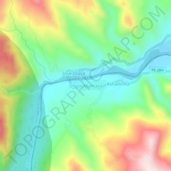 Unión Mantaro topographic map, elevation, terrain
