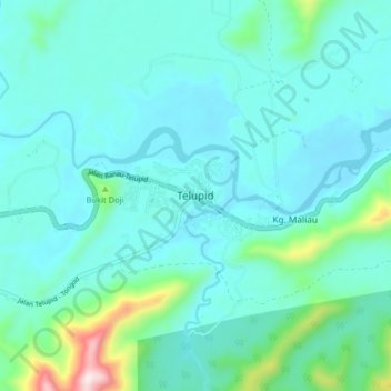 Telupid topographic map, elevation, terrain