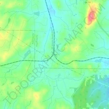Green topographic map, elevation, terrain