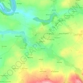 Pendrein topographic map, elevation, terrain