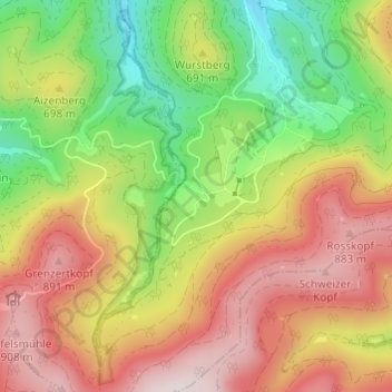 Zieflensberg topographic map, elevation, terrain