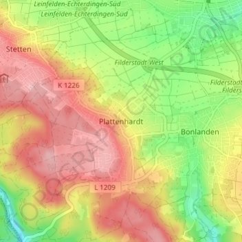 Plattenhardt topographic map, elevation, terrain