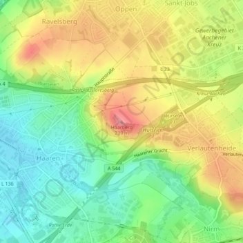 Haarberg topographic map, elevation, terrain