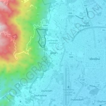 Suthep topographic map, elevation, terrain