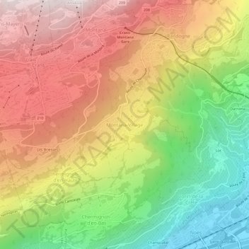 Montana-Village topographic map, elevation, terrain