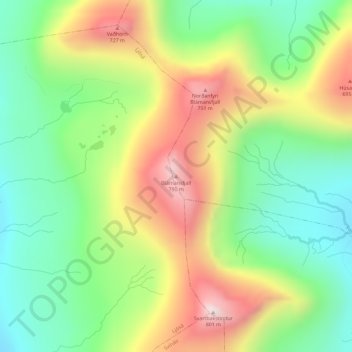 Blámansfjall topographic map, elevation, terrain