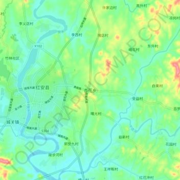 Xinghua topographic map, elevation, terrain