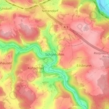 Schönhofen topographic map, elevation, terrain