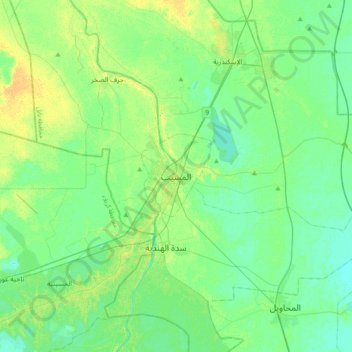 Al Musaiyib topographic map, elevation, terrain