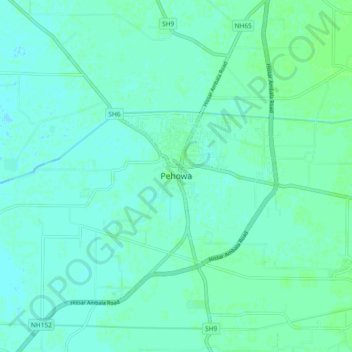 Pehowa topographic map, elevation, terrain
