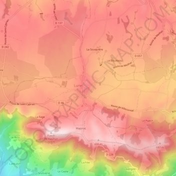 Lunel topographic map, elevation, terrain