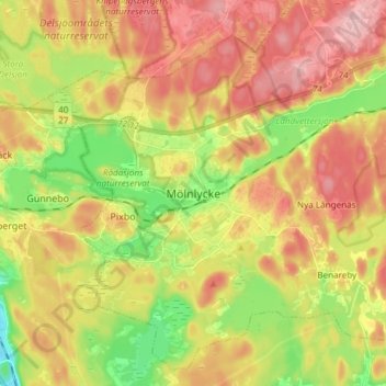 Mölnlycke topographic map, elevation, terrain