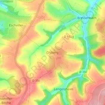 Olsberg topographic map, elevation, terrain