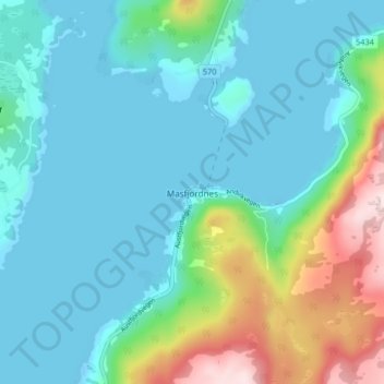 Masfjordnes topographic map, elevation, terrain