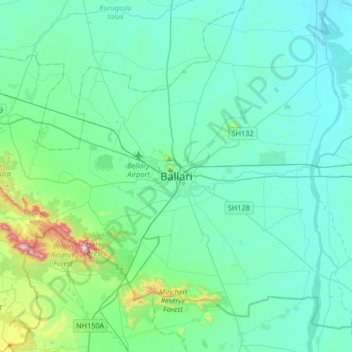 Ballari topographic map, elevation, terrain