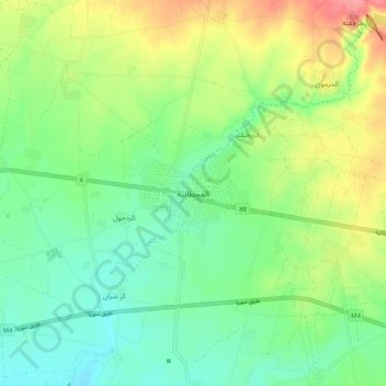 Al-Qahtaniya topographic map, elevation, terrain