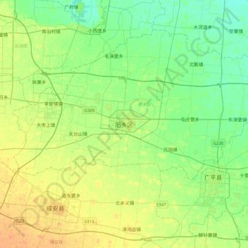 肥乡区 topographic map, elevation, terrain