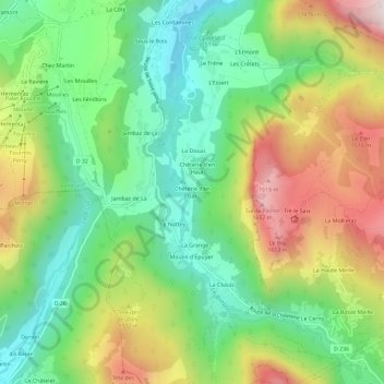 Chêterie d'en Bas topographic map, elevation, terrain