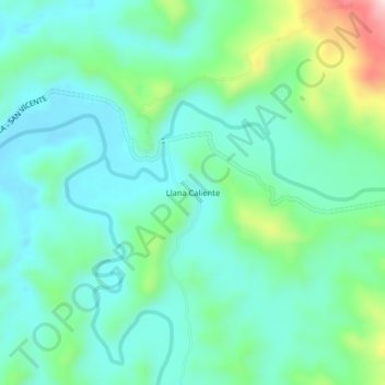 Llana Caliente topographic map, elevation, terrain