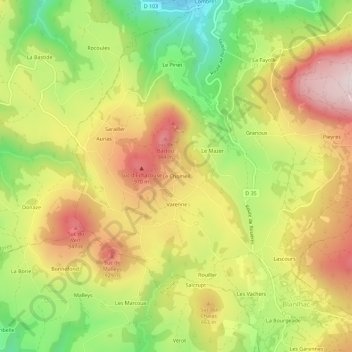 Le Chomeil topographic map, elevation, terrain