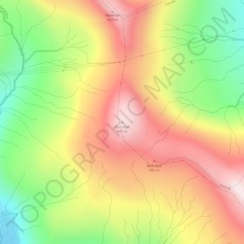 Gívrufjall topographic map, elevation, terrain