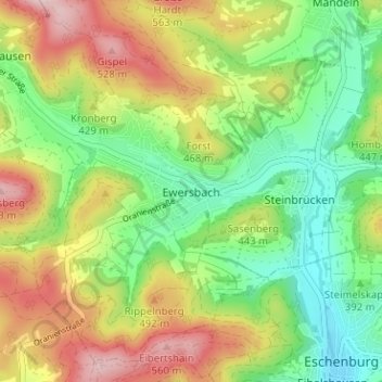 Ewersbach topographic map, elevation, terrain