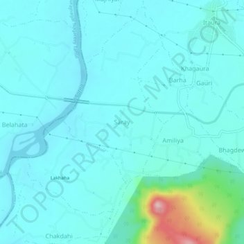 Saray topographic map, elevation, terrain