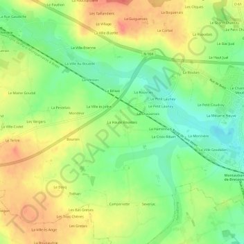 La Haute Rouvrais topographic map, elevation, terrain